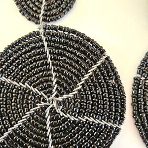 Black beaded dangly African earrings